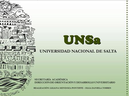 UNSa UNIVERSIDAD NACIONAL DE SALTA SECRETARÍA ACADÉMICA