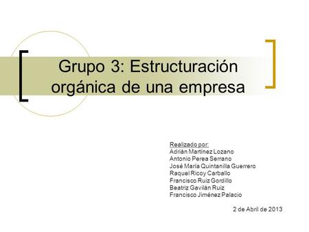 Grupo 3: Estructuración orgánica de una empresa