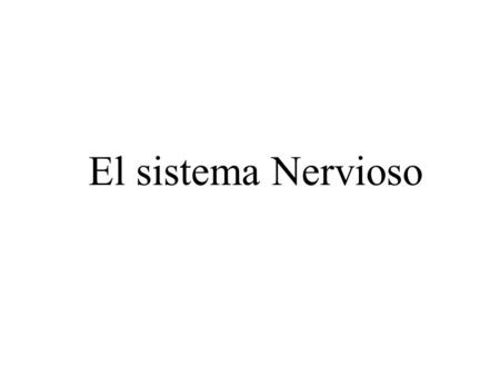 El sistema Nervioso.