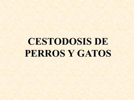 CESTODOSIS DE PERROS Y GATOS