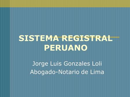 SISTEMA REGISTRAL PERUANO