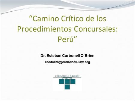 “Camino Crítico de los Procedimientos Concursales: Perú”