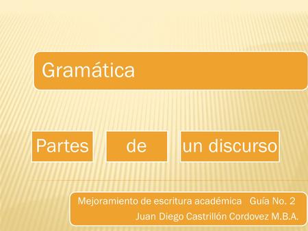 Mejoramiento de escritura académica Guía No. 2 Juan Diego Castrillón Cordovez M.B.A.