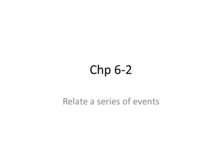 Chp 6-2 Relate a series of events. Poniendo los eventos en orden Primero Luego Después Antes A continuación Para empezar Por último.