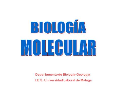 BIOLOGÍA MOLECULAR Departamento de Biología-Geología
