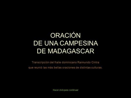 ORACIÓN DE UNA CAMPESINA DE MADAGASCAR