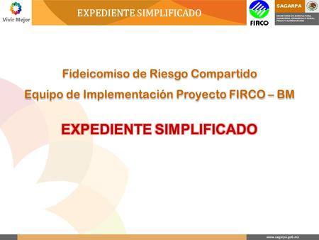 EXPEDIENTE SIMPLIFICADO Fideicomiso de Riesgo Compartido Equipo de Implementación Proyecto FIRCO – BM Fideicomiso de Riesgo Compartido Equipo de Implementación.
