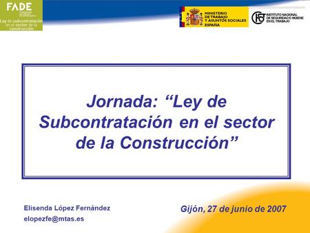 Jornada: “Ley de Subcontratación en el sector de la Construcción”