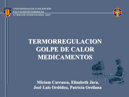 TERMORREGULACION GOLPE DE CALOR MEDICAMENTOS