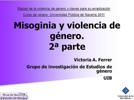 Misoginia y violencia de género. 2ª parte