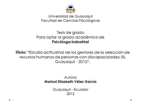 Universidad de Guayaquil Facultad de Ciencias Psicológicas