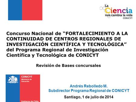 Revisión de Bases concursales Subdirector Programa Regional de CONICYT