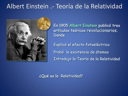 Albert Einstein .- Teoría de la Relatividad