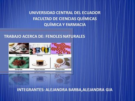 UNIVERSIDAD CENTRAL DEL ECUADOR FACULTAD DE CIENCIAS QUÍMICAS
