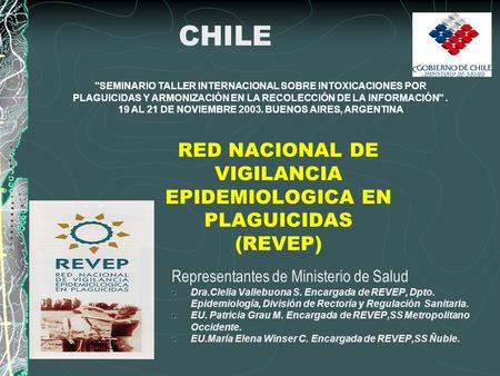 RED NACIONAL DE VIGILANCIA EPIDEMIOLOGICA EN PLAGUICIDAS (REVEP)