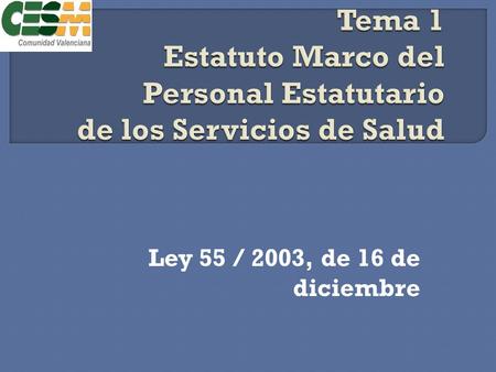 Estatuto Marco Ley 55 / 2003, de 16 de diciembre