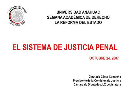 EL SISTEMA DE JUSTICIA PENAL OCTUBRE 24, 2007
