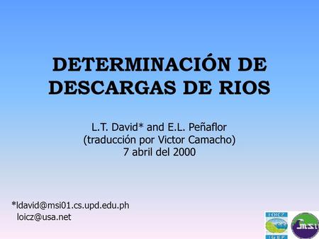 DETERMINACIÓN DE DESCARGAS DE RIOS