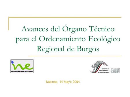Avances del Órgano Técnico para el Ordenamiento Ecológico Regional de Burgos Sabinas, 14 Mayo 2004.