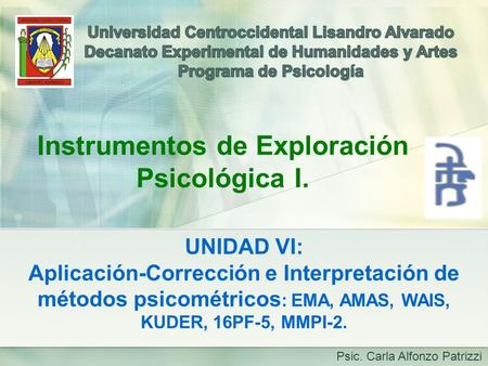 Instrumentos de Exploración Psicológica I.