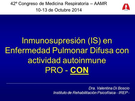 42º Congreso de Medicina Respiratoria – AAMR de Octubre 2014