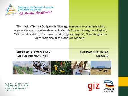 “Normativa Técnica Obligatoria Nicaragüense para la caracterización, regulación y certificación de una Unidad de Producción Agroecológica”; “Sistema de.