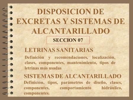 DISPOSICION DE EXCRETAS Y SISTEMAS DE ALCANTARILLADO