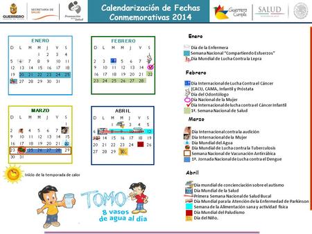 Calendarización de Fechas Conmemorativas 2014