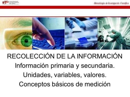 RECOLECCIÓN DE LA INFORMACIÓN Información primaria y secundaria.