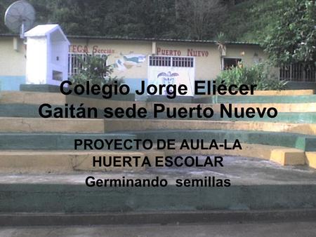Colegio Jorge Eliécer Gaitán sede Puerto Nuevo PROYECTO DE AULA-LA HUERTA ESCOLAR Germinando semillas.
