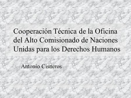 Cooperación Técnica de la Oficina del Alto Comisionado de Naciones Unidas para los Derechos Humanos Antonio Cisneros.
