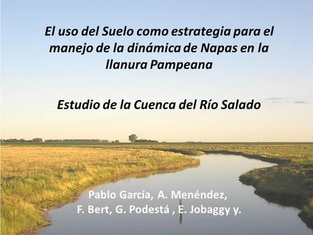 Pablo García, A. Menéndez, F. Bert, G. Podestá, E. Jobaggy y. El uso del Suelo como estrategia para el manejo de la dinámica de Napas en la llanura Pampeana.