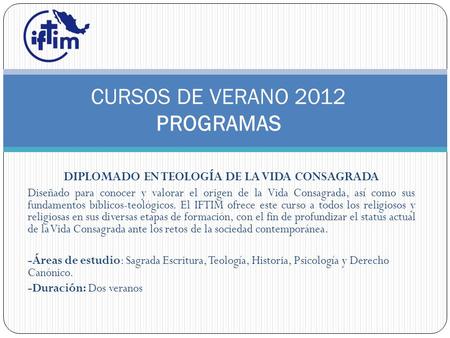 CURSOS DE VERANO 2012 PROGRAMAS