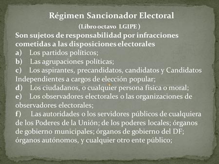 Régimen Sancionador Electoral