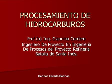 PROCESAMIENTO DE HIDROCARBUROS