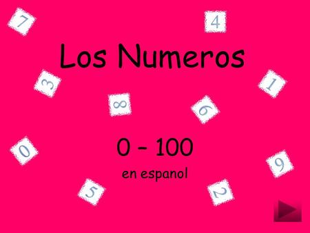 Los Numeros 0 – 100 en espanol If you can count from 1-10 in Spanish, you can count to 100! Try counting from 1 to 10...just click on any number to see.