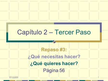 Español 1 -- Cap. 2 - Tercer Paso