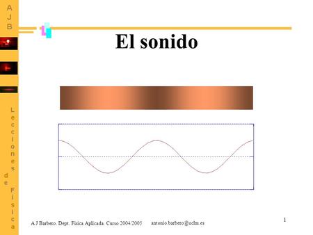El sonido A J Barbero. Dept. Física Aplicada. Curso 2004/2005