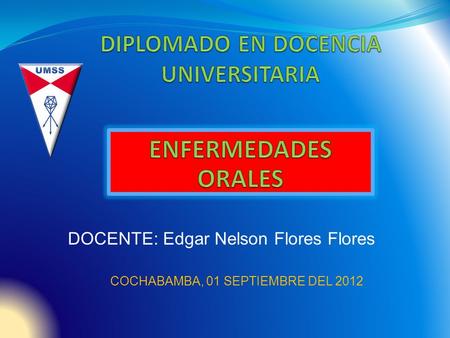 COCHABAMBA, 01 SEPTIEMBRE DEL 2012 DOCENTE: Edgar Nelson Flores Flores.