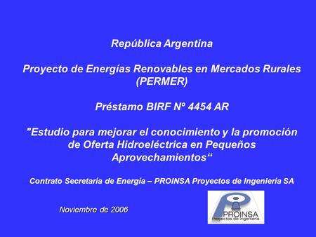 Proyecto de Energías Renovables en Mercados Rurales (PERMER)