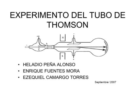 EXPERIMENTO DEL TUBO DE THOMSON