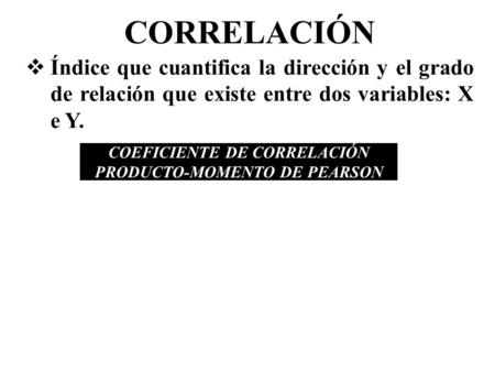 COEFICIENTE DE CORRELACIÓN PRODUCTO-MOMENTO DE PEARSON