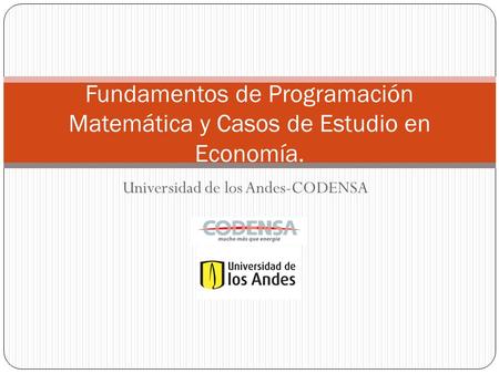 Fundamentos de Programación Matemática y Casos de Estudio en Economía.