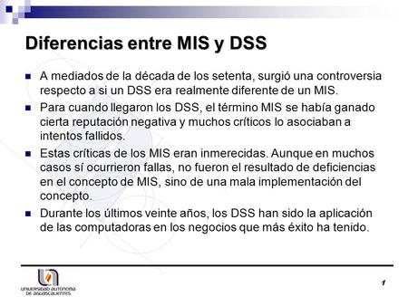 Diferencias entre MIS y DSS