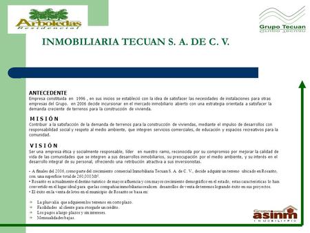 INMOBILIARIA TECUAN S. A. DE C. V.