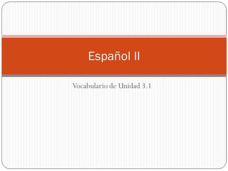 Vocabulario de Unidad 3.1 Español II. Los Cognados el suéter las sandalias la farmacia.