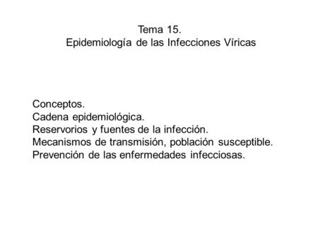 Epidemiología de las Infecciones Víricas