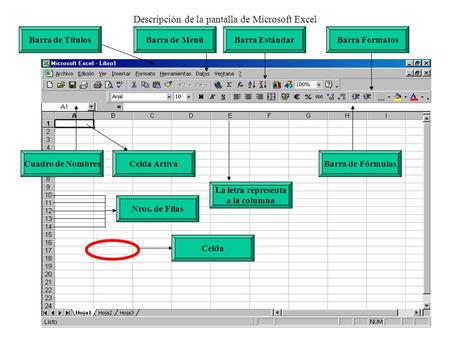 Descripción de la pantalla de Microsoft Excel