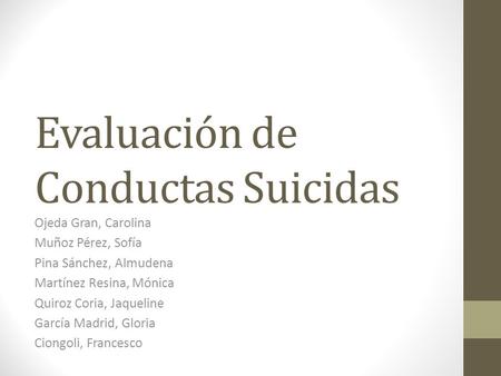 Evaluación de Conductas Suicidas