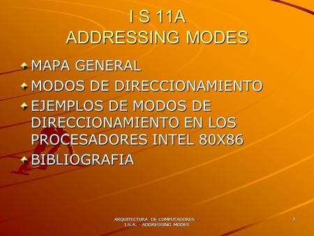 ARQUITECTURA DE COMPUTADORES - I.S.A. - ADDRESSING MODES